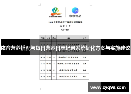 体育营养搭配与每日营养日志记录系统优化方案与实施建议